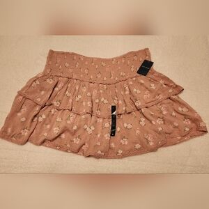 Lucky Brand Women's Pink Smocked Tiered Floral Mini Skirt NWT